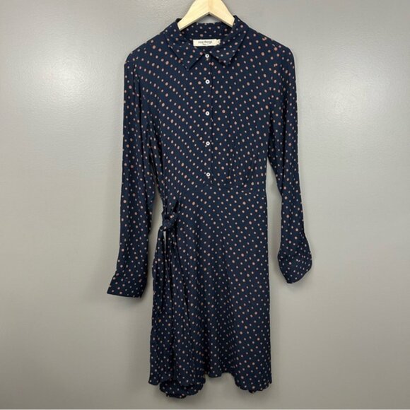 Nice Things Paloma S. Navy Collared Long Sleeve Dress Size 10 - Picture 3 of 12